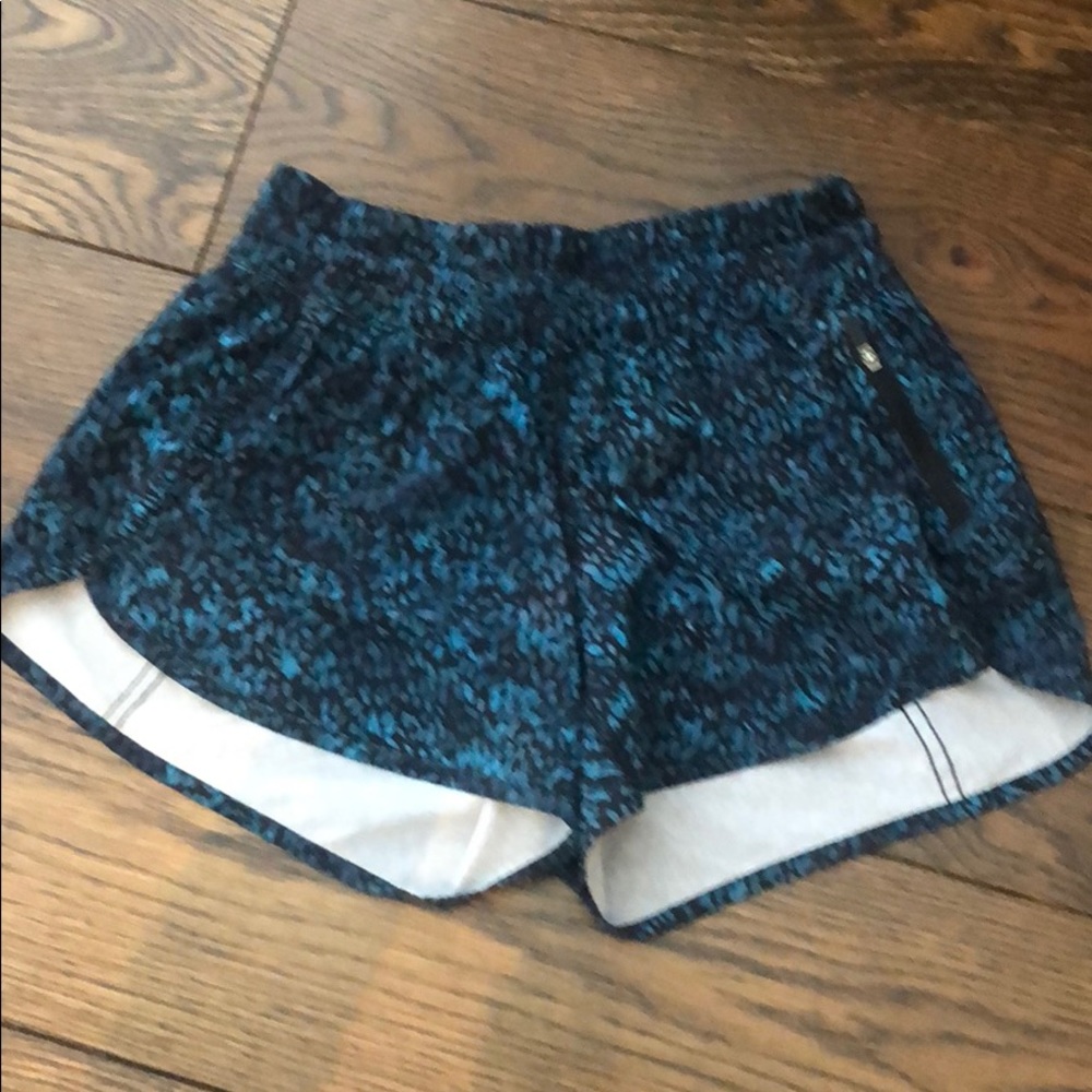 Lululemon black/teal shorts with liner. Size 8